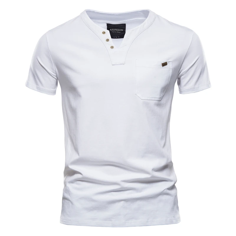 Tanie 2021 letni Top Quality Cotton T Shirt mężczyźni jednolity kolor sklep