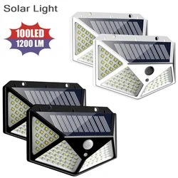 Applique murale solaire à 100 LED avec détecteur de mouvement, imperméable, luminaire décoratif d'extérieur, idéal pour un jardin ou une rue 