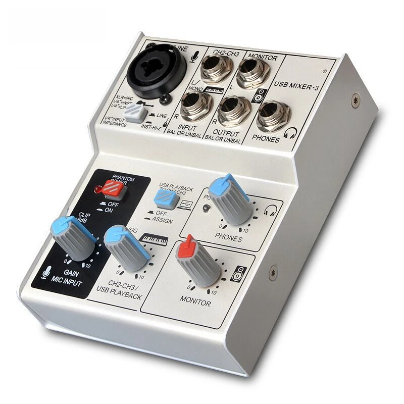 Usb External Recording Computer Playback 4-Channel Plug Stereo Professional Audio Mixer with Sound Card Mixer