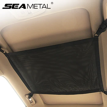 

80cm*55cm Car Ceiling Storage Net Pocket Universal Zipper Car Roof Storage Mesh Pouch Double Layer Auto Trunk Pocket Organizer