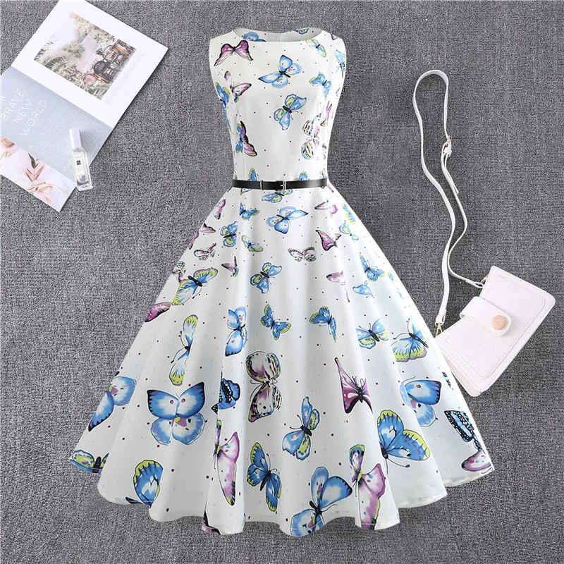 Платье для девочек летнее с цветочным принтом повседневное Пляжное без рукавов