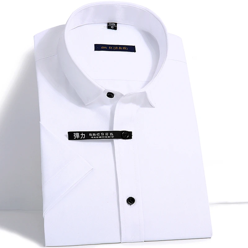 Рубашка мужская стрейчевая с коротким рукавом крутая мягкая приталенная деловая