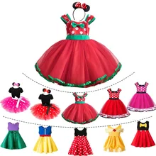 Платье с Минни Маус для детей для маленьких девочек, НОВАЯ РОЖДЕСТВЕНСКАЯ одежда красного цвета Хэллоуин Косплэй Белоснежное платье принцессы «Русалочка», Vestidos, для детей 0-6 лет