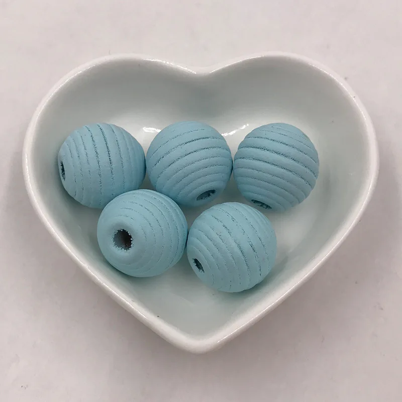 30Pcs Wood beads F Qikod 30 шт. 18 мм круглый улей деревянный шарик экологическая краска без лака DIY деревянное ожерелье-прорезыватель бусины, Прорезыватель игрушка в подарок - Цвет: 30Pcs Wood beads F