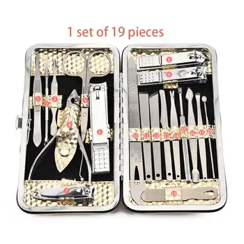 

19 19 In 1 Multifunction Manicure Set Stainless Steel Nail Clipper Finger Plier Tweezer Scissors Pedicure Trimmer Ear Pick Kit
