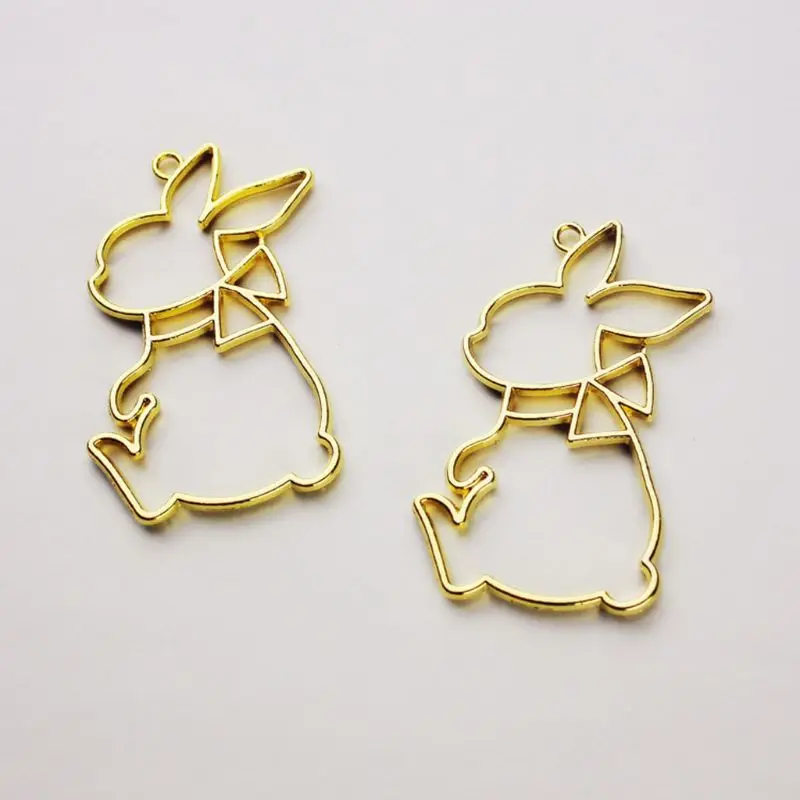 

5Pcs Cat Rabbit Bottle Resin Frame Pendant Open Bezel Setting Jewelry Making