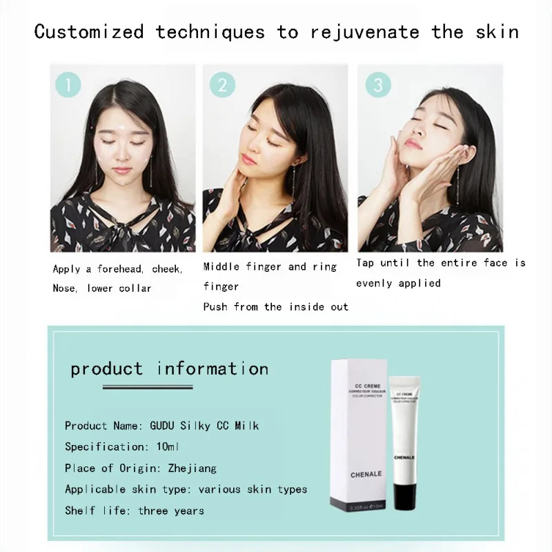 Liquid CC Cream Oil-control Moisturizing Cover Freckles Acne Marks Even Skin Color Makeup Foundation