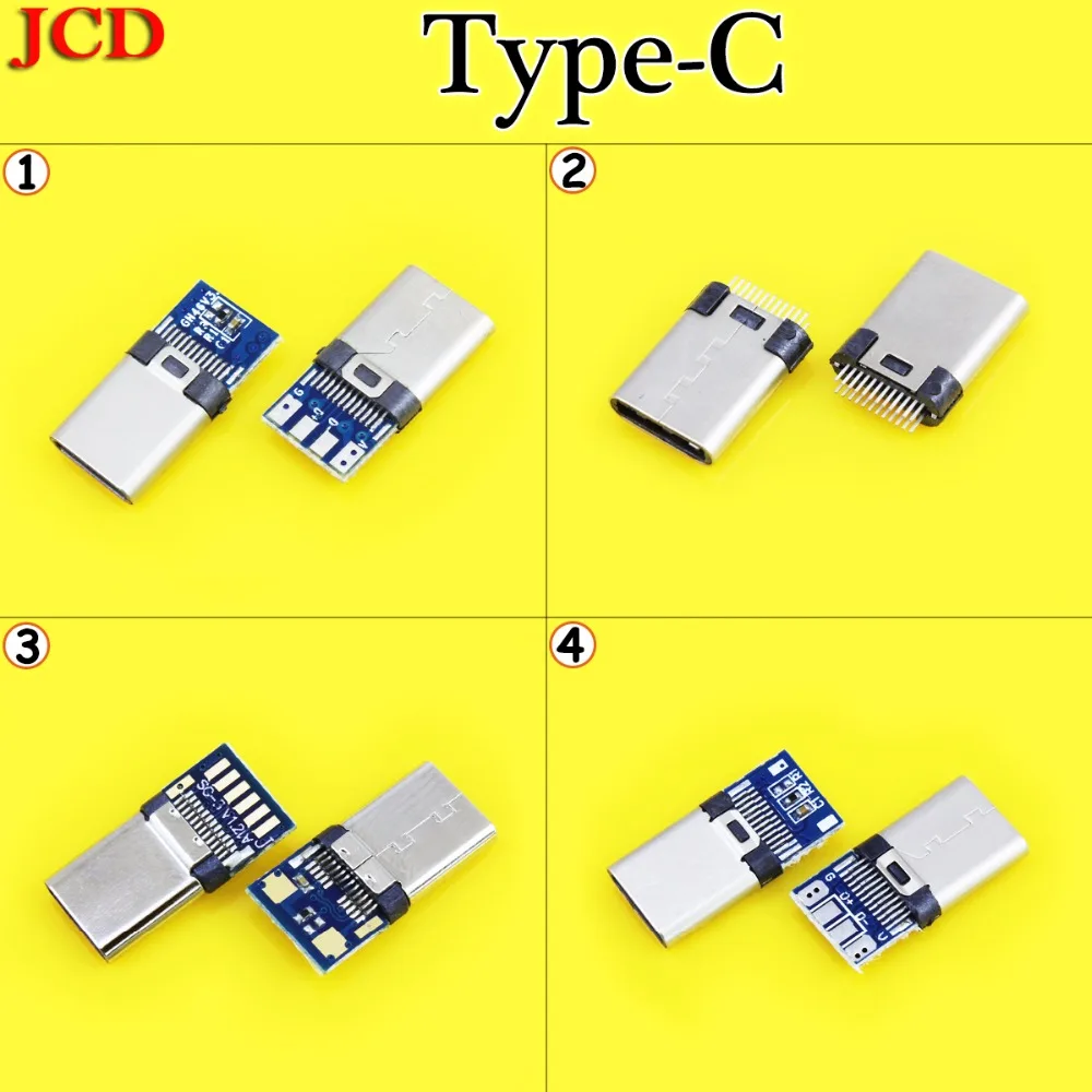 JCD для Android DIY OTG USB-3.1 сварочный Штекерный соединитель USB 3,1 type C с печатной платой вилки линии передачи данных терминалы usb 3,1