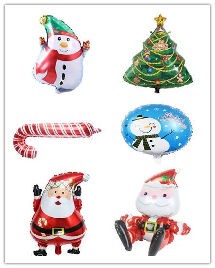 

1pc Santa Claus Christmas tree Snowman Red Candy Cane Aluminum Foil Balloons Inflatable Merry Xmas New Year Party Decoration