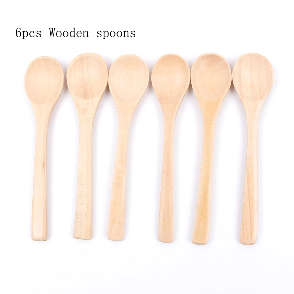 5X Small Bamboo Wooden Spoons Ice Cream Honey Dessert Kitchen Tool Mini Utensil 