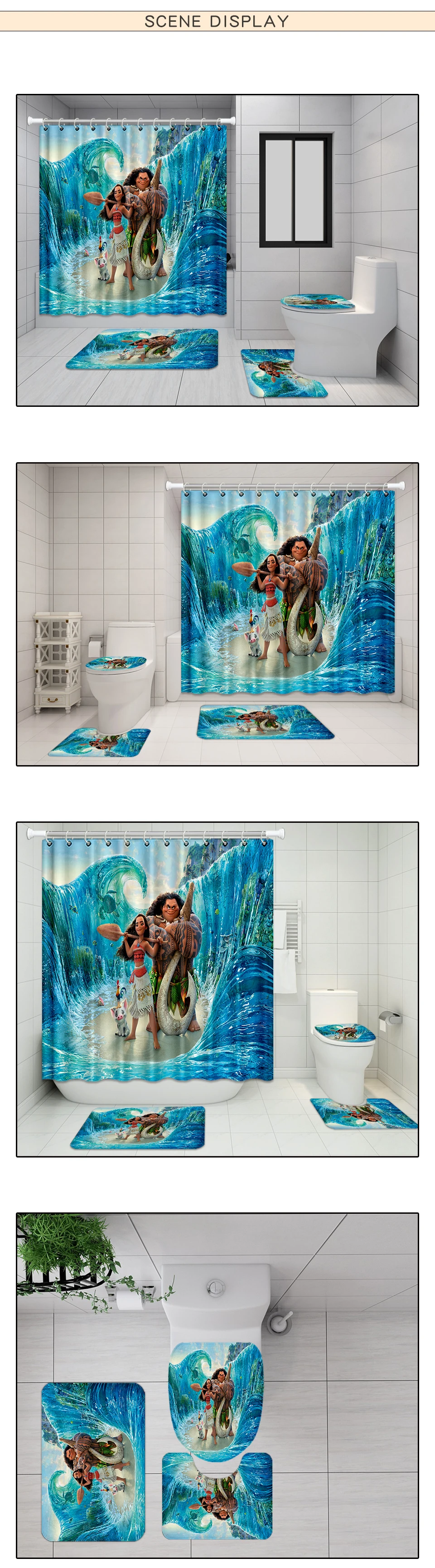 NYAA 4 шт. аниме морской Душ шторы пьедестал ковер крышка туалет коврик для ванной набор для декора ванной комнаты
