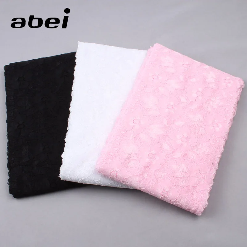 

17cm 1yard White Pink Black Elastic Lace Embroidered Flower lace ribbon DIY Garments Fabric Sewing Accessories Wholesale