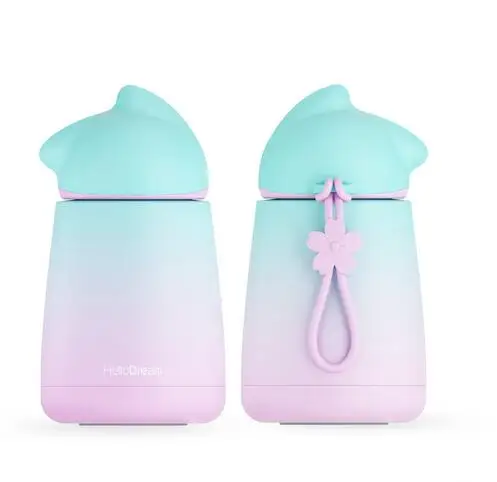 C Christmas Gift Thermocup Bouncing Cover Bottle 300ML Vacuum flask Flamingo Pattern Thermal Mug Travel ThermoCup Stainless Steel - Цвет: C