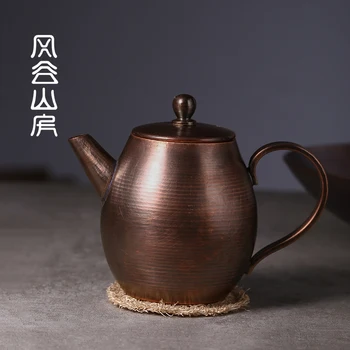

Pure handmade copper teapot Japanese style retro simple household small size kungfu tea pot office company tea set teaware