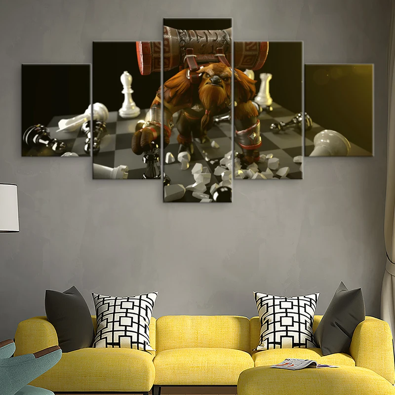 5 Pieces Dota 2 Earthshaker Canvas Printed Pictures Home Decor For Living Room Painting Modern Game