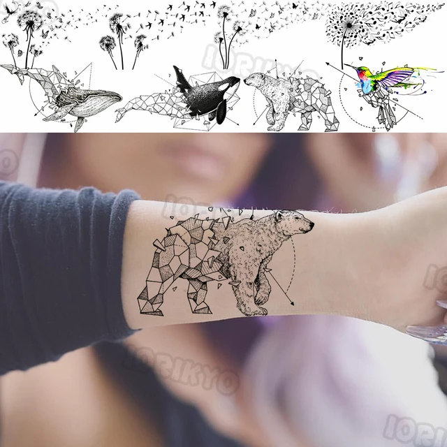 2 Bear Origami Temporary Tattoos - Etsy