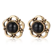 10 шт./лот, антикварные серьги-гвоздики 12 мм с цветком из черной смолы,, классические женские ювелирные изделия, трендовые серьги-гвоздики для женщин