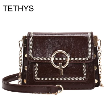 

TETHYS Crossbody Bags for Women Leather Shoulder Bag High Quality Women Messenger Bag Ladies Rivet Shoulder Bag Bolso Mujer Sac
