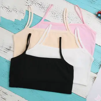 

Girls Cotton Sling Vest Children's Breast Care Girl Bra Breathable Sport Training Bra Top Puberty Teenage Underwear Solid Color