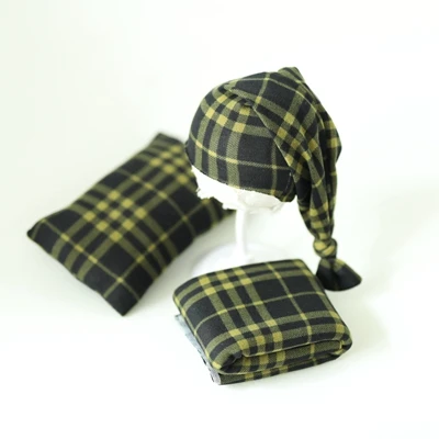 1hat 1pillow 1wrap Реквизит для фотосъемки новорожденных; детские клетчатые обертывания; шапки и подушки; милый мягкий комплект для фотосъемки; аксессуары для студийной фотосъемки; реквизит для фотосъемки - Цвет: 1hat 1pillow 1wrap