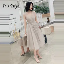 Это Yiiya платье для выпускного вечера размера плюс с v-образным вырезом блестящие вечерние платья элегантные платья без рукавов для женщин Vestidos De Gala LF225