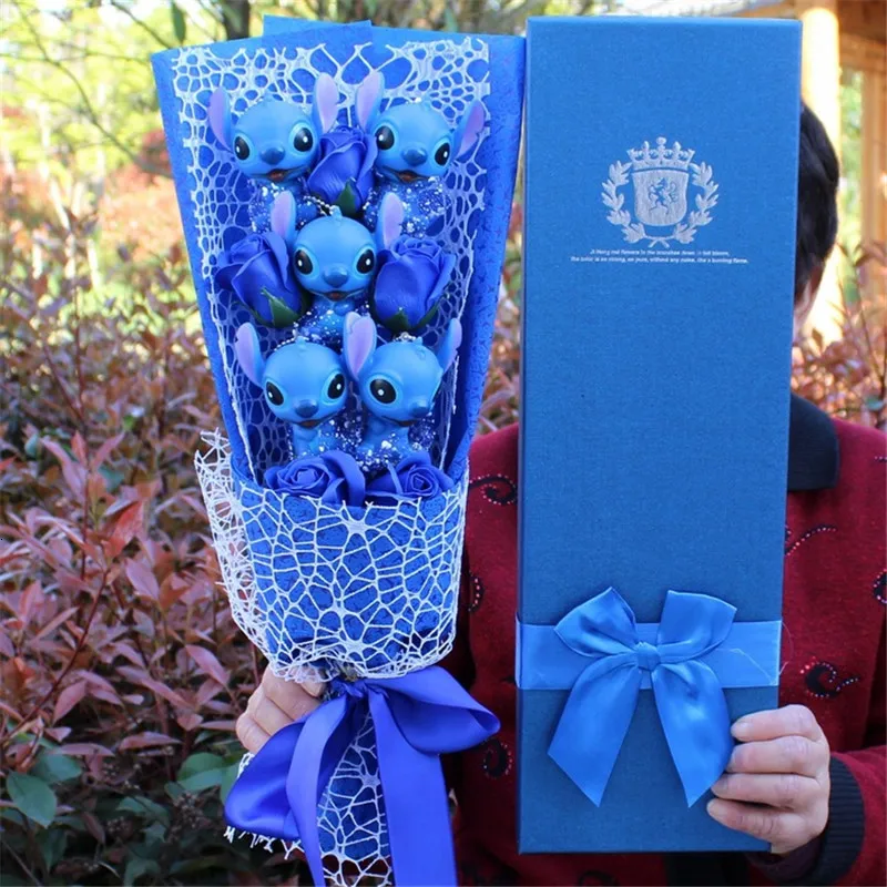 New 2021 Stitch Cartoon Flower Bouquet Plush Toy Kawaii Stitch Graduation gift
