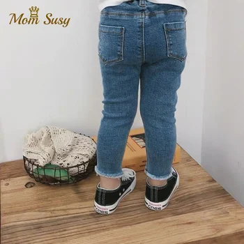 

Baby Girl Jean Pants Elastic Tight Infant Toddler Children Skinny Jeans Denim Trousers Long Baby Girls Solid Denim Pant Clothes