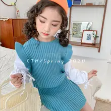 Новое платье в стиле пэчворк для девочек модные весенние Хлопковые Платья с оборками для девочек 3-8 лет C536