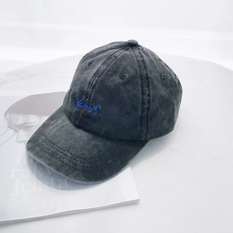 Yours Wash Black Harajuku Мягкий Топ письмо в стиле ретро вышитые Бейсбольные женские летние корейские Твердые хлопковые остроконечные шляпы индивидуальность шутливая шляпка мода - Цвет: Yours Wash Black