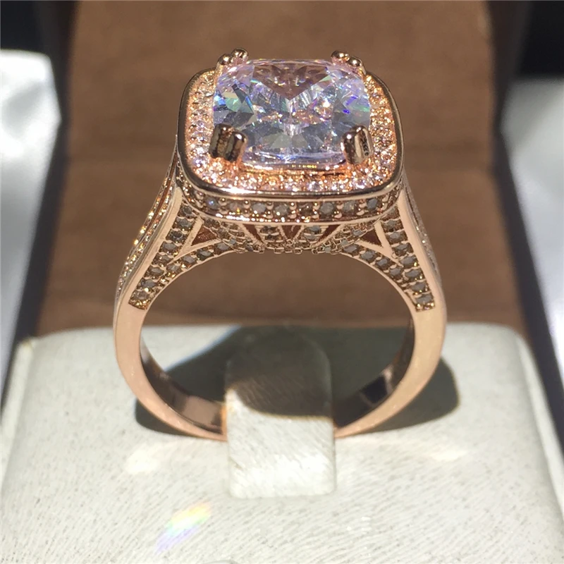 Золотой 4 цвета роскошные 8ct 5A Циркон Камень Белое Золото Заполненные обручальные кольца для мужчин и женщин большие вечерние ювелирные изделия на безымянный палец - Цвет основного камня: Золотой