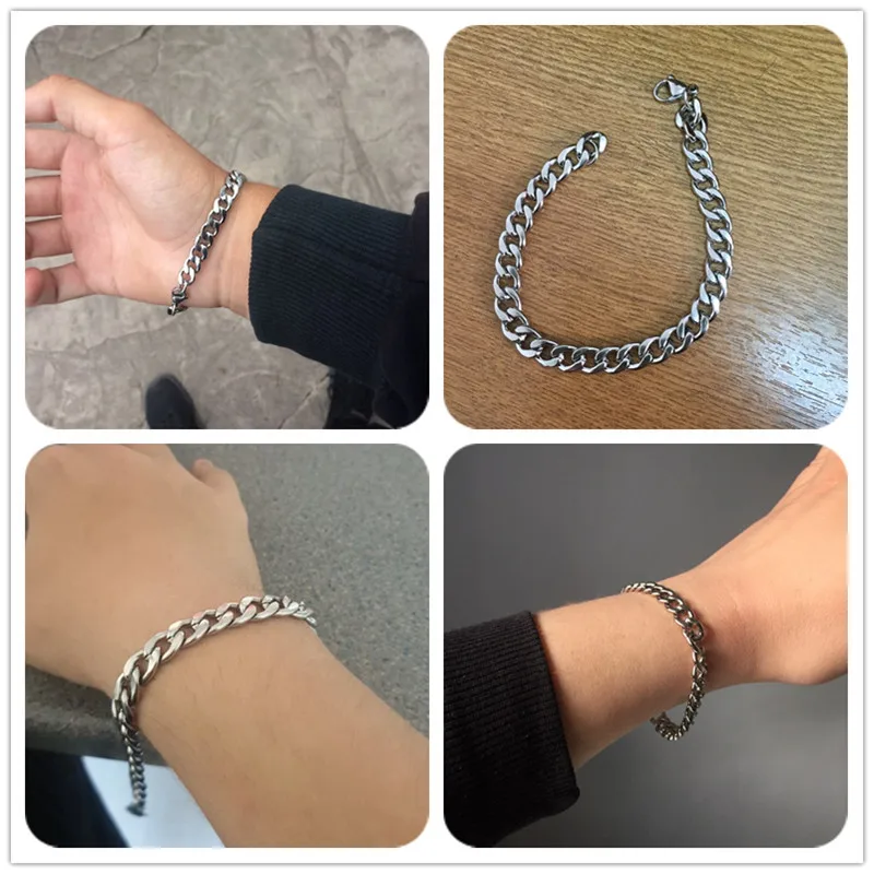 Cool Cuban Brake Chain Men’s Bracelet Stainless Steel Hip-hop Jewelry Women Men Punk Rock Hand Link Steel Pulsera Hombre