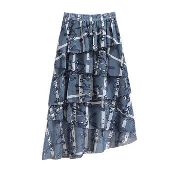 

Plus Size Skirts For Women 4xl 5xl 6xl Spring Summer Casual Elastic Waist Irregular Abstract Mid-length Short Cake Skirt