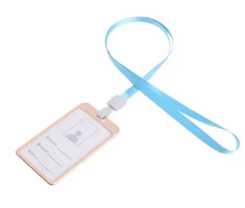 Aluminum Alloy ID Credit Bus Card Case Badge Holder Cover With Neck Lanyard - Цвет: GD-7