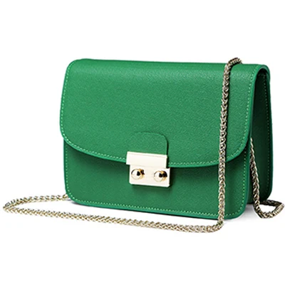 Модные летние брендовые сумки, женские кожаные сумки на цепочке, маленькие сумки-мессенджеры, яркие цвета, женская сумка на плечо, вечерние кошелек с замком - Цвет: Green