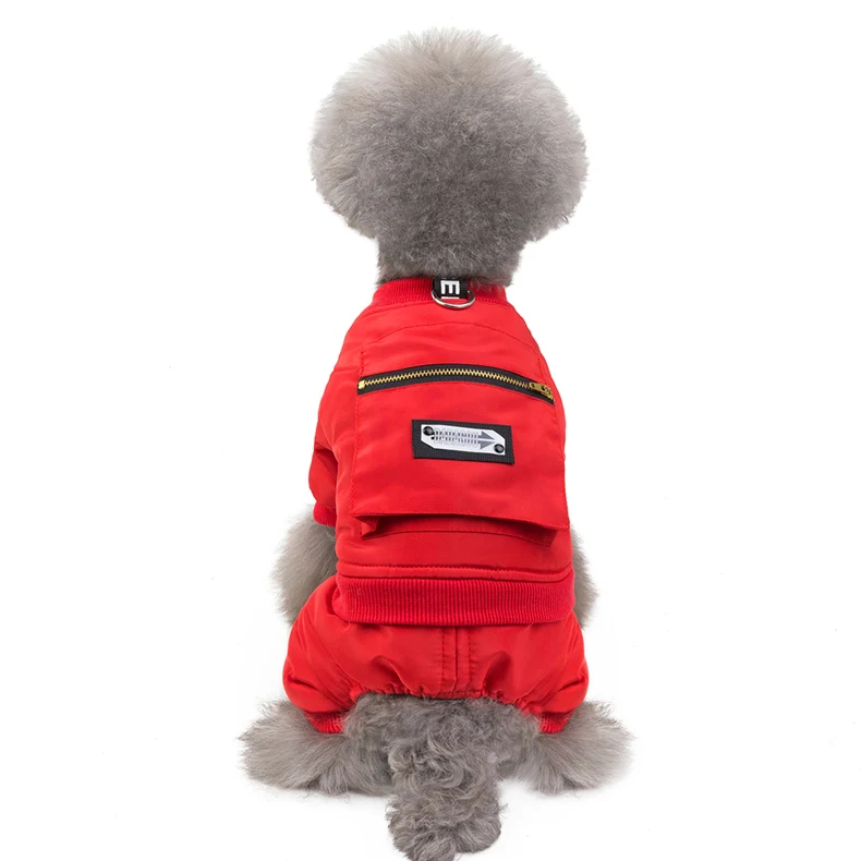 Джинсовые комбинезоны для собак толстый теплый водонепроницаемый Зимний комбинезон для собак для маленьких собак Пудель Чихуахуа Одежда Наряд Красный