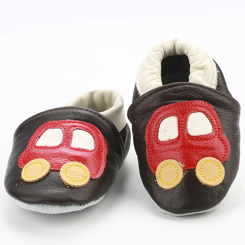Newborn Boys Girls InfantShoes0-24Months Carton Skid-Proof Soft Genuine Leather Antislip Baby Shoes First Walkers Baby Moccasins - Цвет: NO45