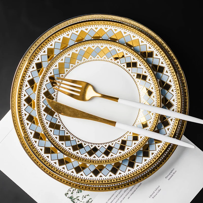 Luxury Decorative Dinner Plate Ceramic Salad Dessert Cake Plate For