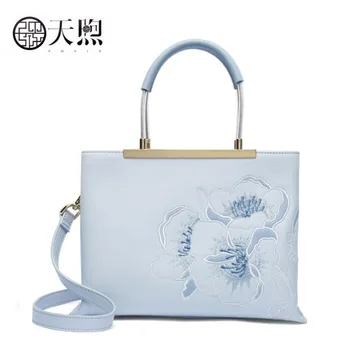 

Pmsix New Women Leather handbag Luxury fashion quality cowhide embroidery women bags tote women leather shoulder bag