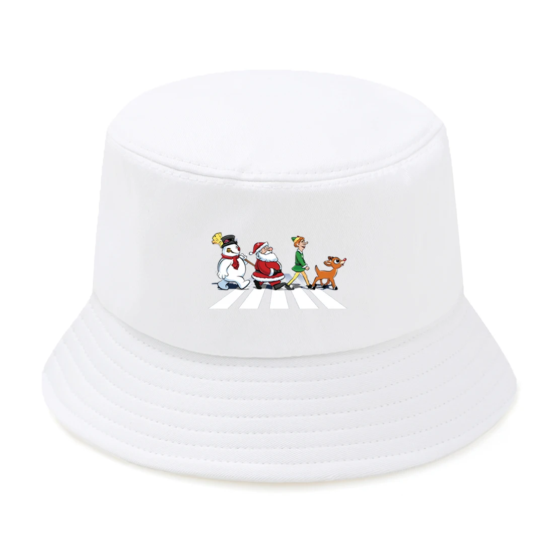 

Santa Claus And His Friends Print Bucket Hats Women Summer Sunscreen Hat Men Pure Color Panama Bucket Hat Outdoor Fisherman Hat