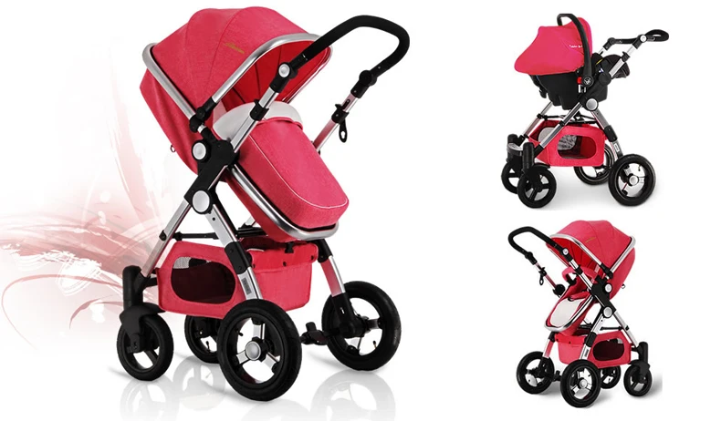 Fast Shippin Free shipping Baby Stroller Higher Land-scape Pram 3 in 1 Portable Carriage 2 in 1 Golden Baby Walker