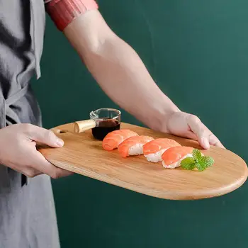 

Natural White Oak Bread Serving Platter Environmental Protection Special Grooves Cutting Board Steak Sushi Wooden Plate