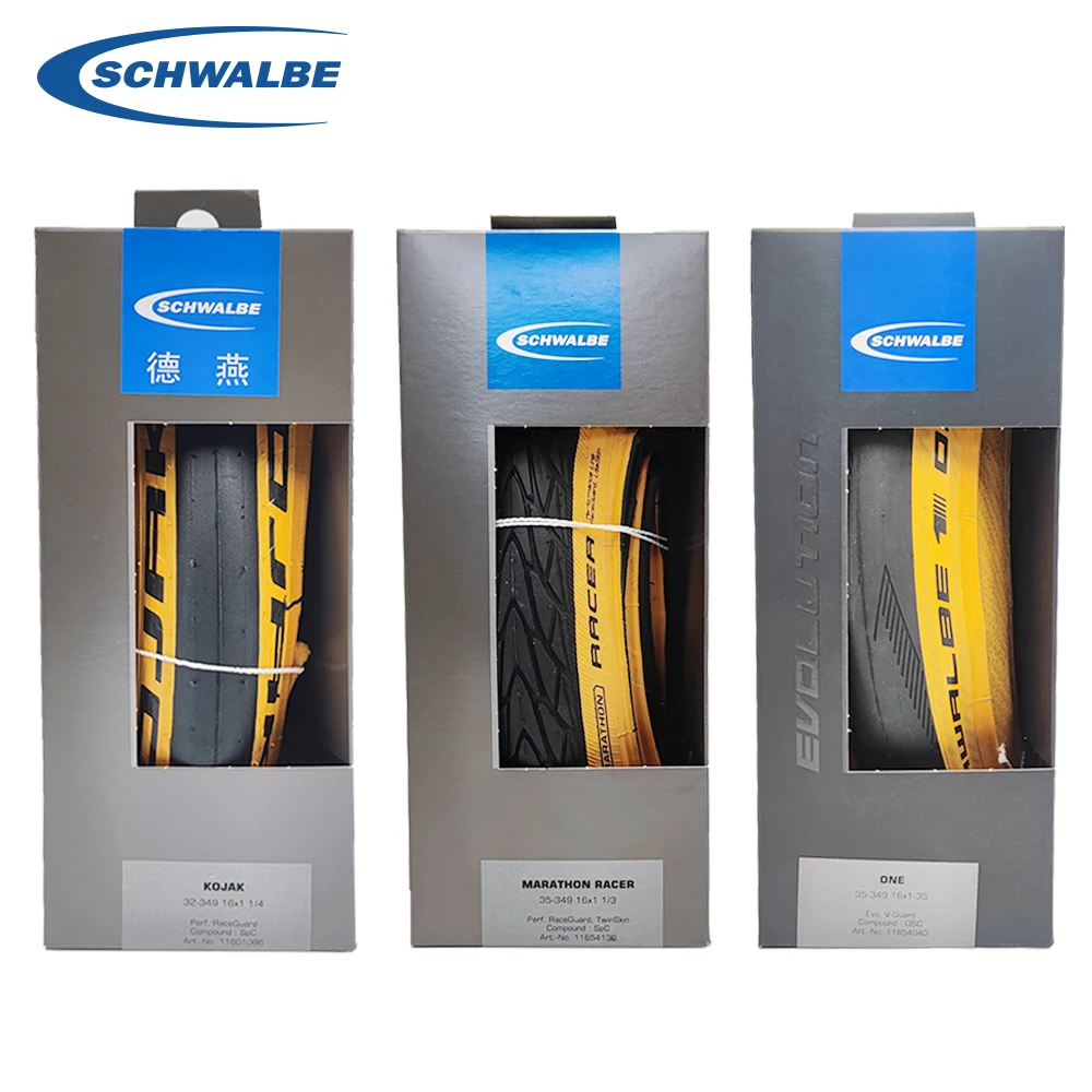 Schwalbe Marathon Racer ONE koak 35-349 16 дюймов 16x1 1 / 3 сверхсветильник желтые боковые шины 32-349 для
