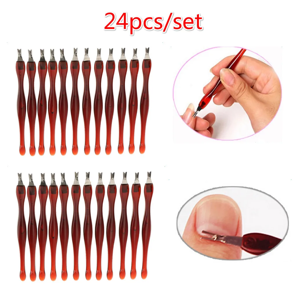 24pcs Salon Cuticle Pusher Trimmer Remover Pedicure Manicure Nail Art Tools