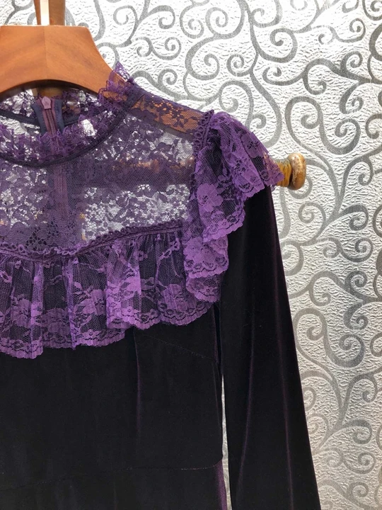 Высокое качество, новинка, осенне-зимнее вечернее платье Vestidos, женское сексуальное кружево ласкутное прозрачное винтажное платье до середины икры с длинным рукавом
