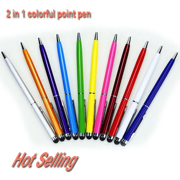 Universal 2 in 1 Capacitive Touch Screen Stylus pen with Ball Point Pen for Iphone Tablet PC Samsung 1000pcs
