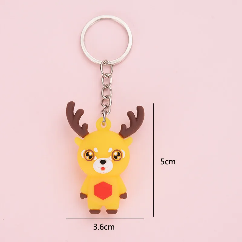 Santa Claus Keychain for Cars Soft PVC Cartoon Bag Pendant Key chain Christmas KeyRing Elk Gift Doll Pendant Christmas Presents (5)