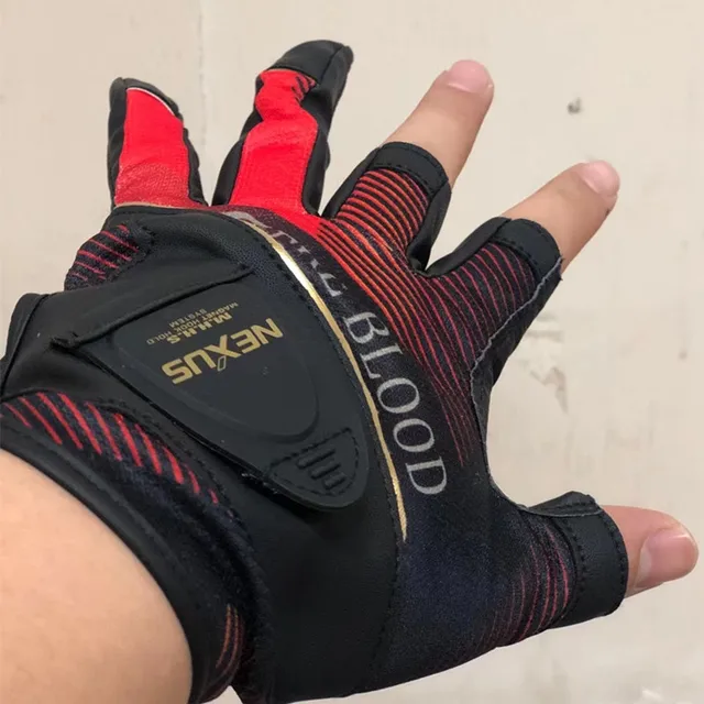 2021 Summer Soft Genuine Leather Fishing Gloves for Men Fire Blood Thin Breathable 3 Finger Cut Fishing Mittens GL-141T 3  cut red