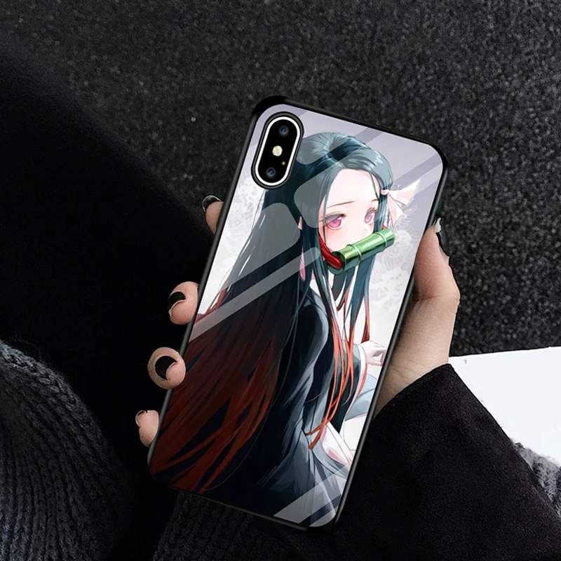 Чехол Kamado Nezuko Kimetsu no Yaiba из закаленного стекла для iPhone 11 Pro max 6 6S 7 8 Plus X XR XS |
