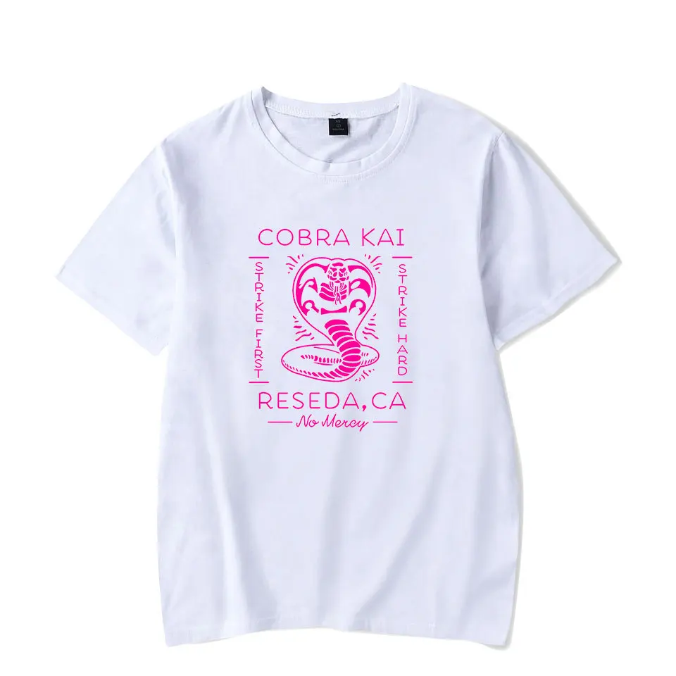 Cobra Kai Cosplay Costume Strike Hard Strike First No Mercy T-shirt Plus Size Black White Tee for Men Women