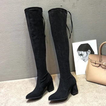 

Winter female round head high heels warm snow thick bottom high heel boots children casual over the knee boots shoes